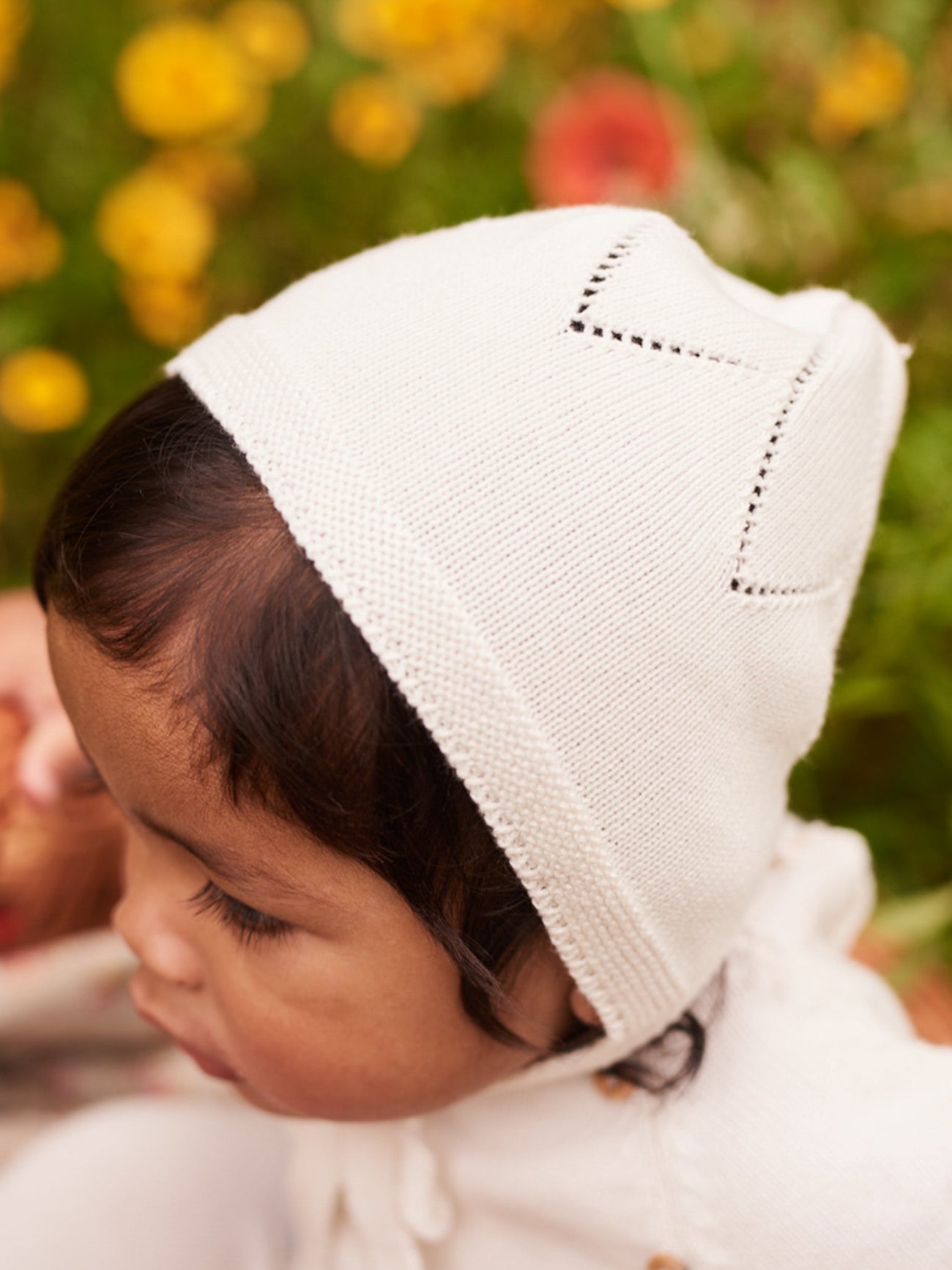 Ivory Rixo Cotton Baby Bonnet