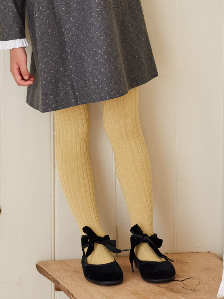 Banana Ribbed Kids Tights