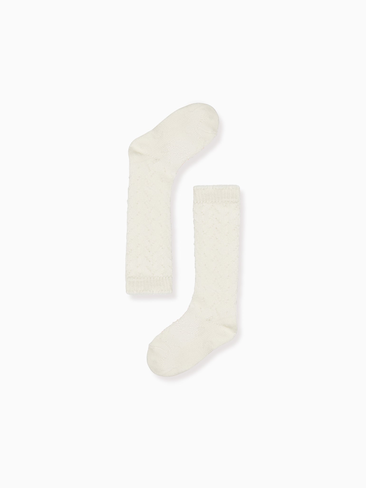 Off White Openwork Knee High Girl Socks