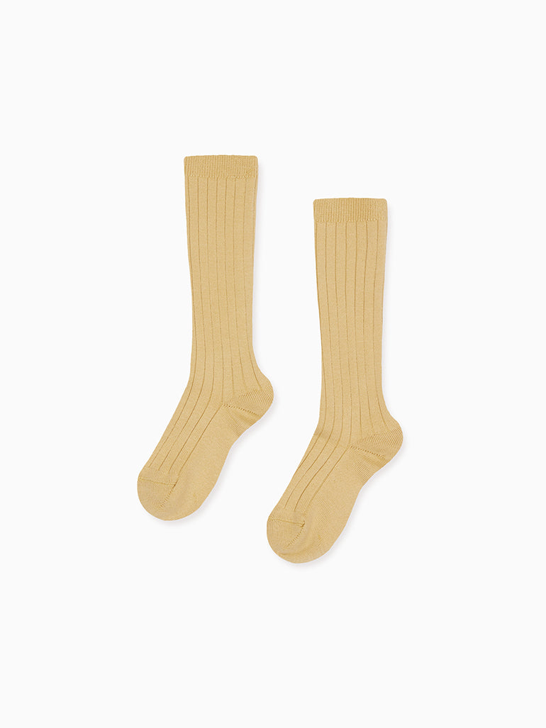 Banana Ribbed Knee High Kids Socks