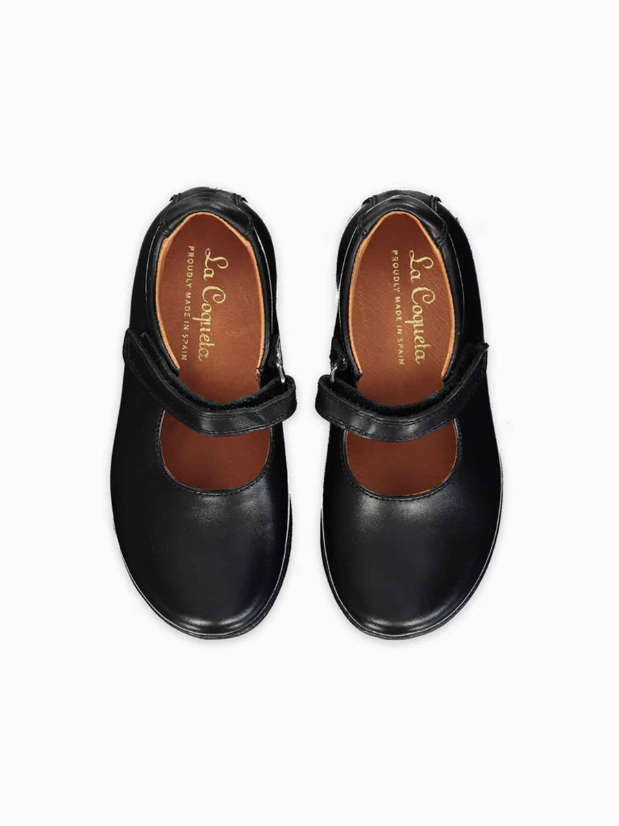 Black Leather Girl Classic School Shoes – La Coqueta Kids