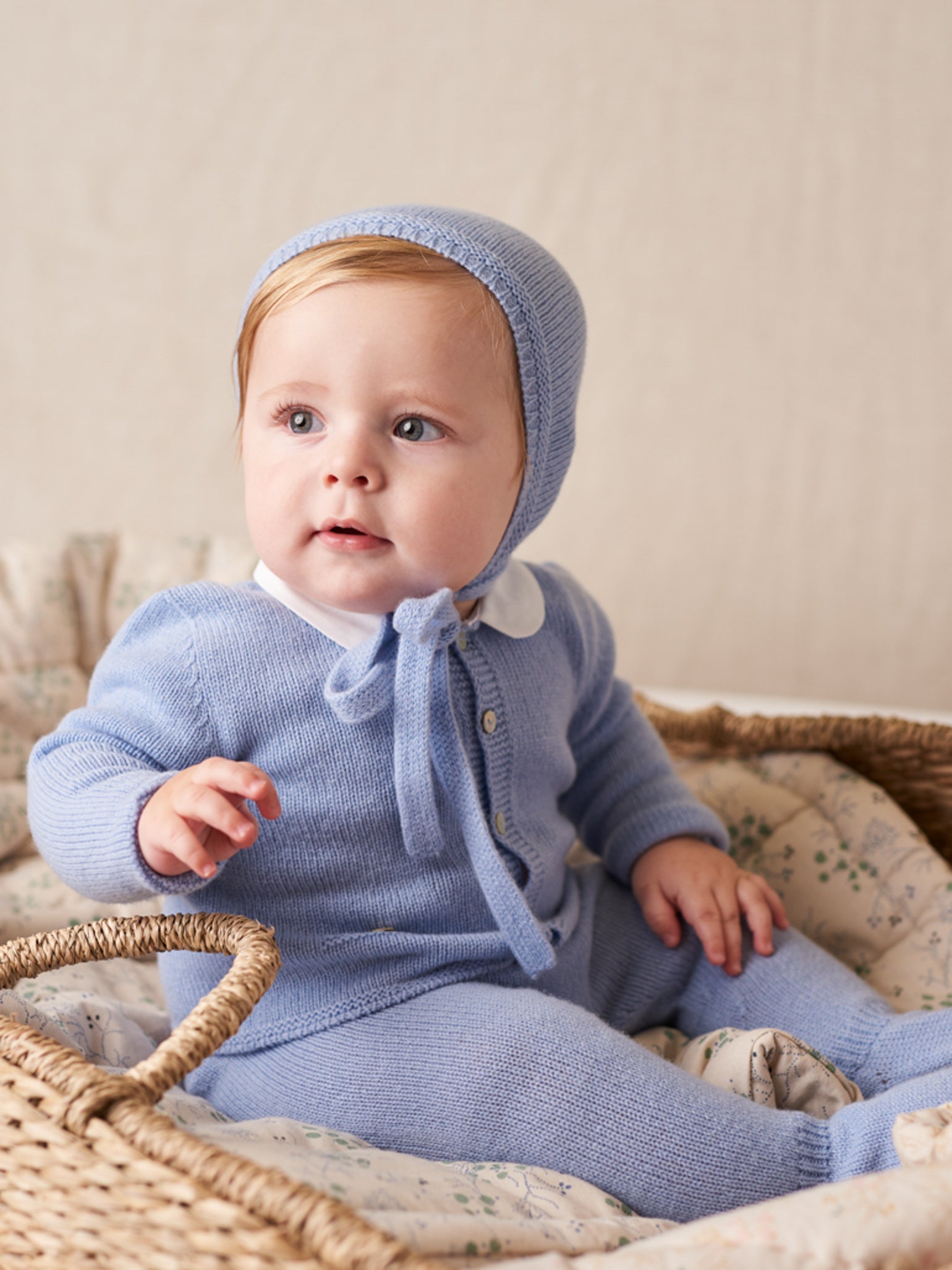 Baby boy in store bonnet