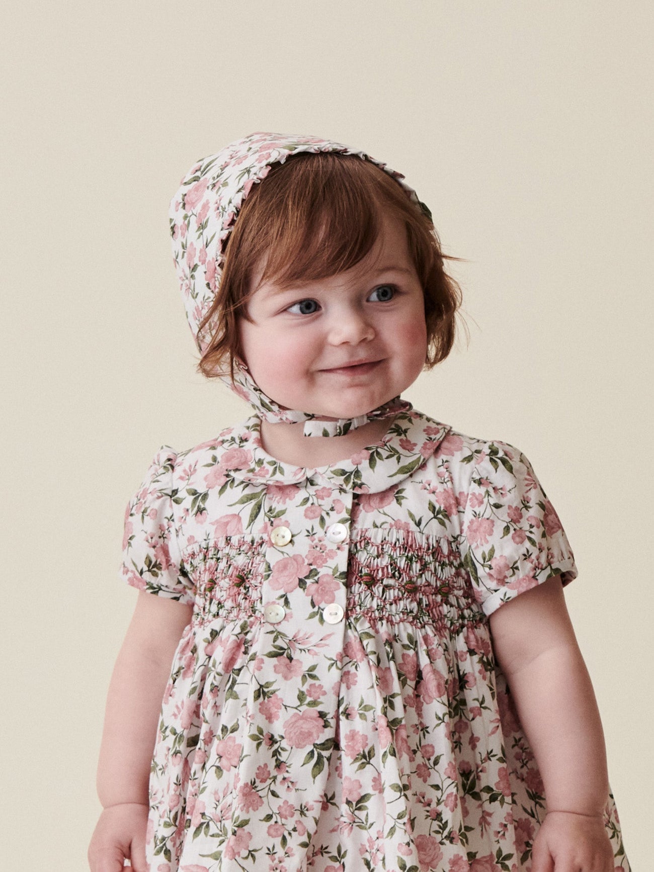 Pink Floral Varela Baby Bonnet