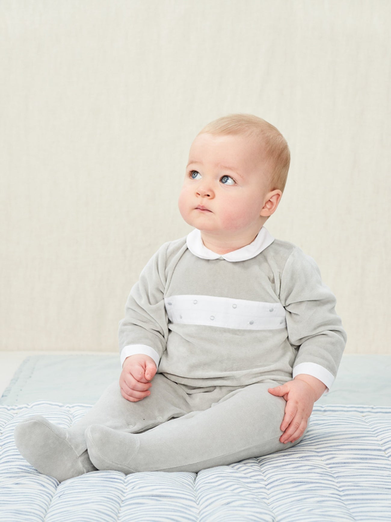 Grey Velour Jersey Sleepsuit