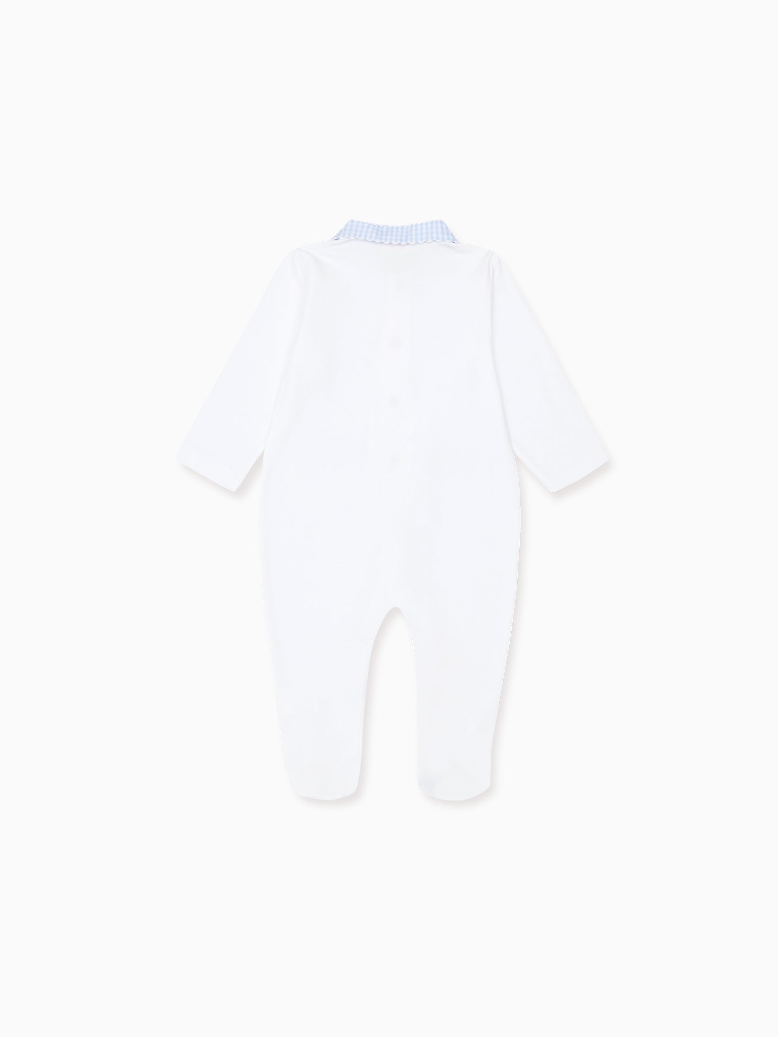 Blue Vichy Jersey Baby Sleepsuit