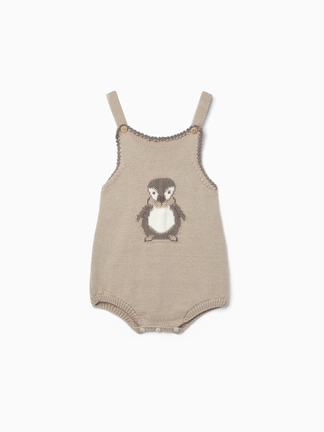 Beige Vida Merino Baby Dungarees