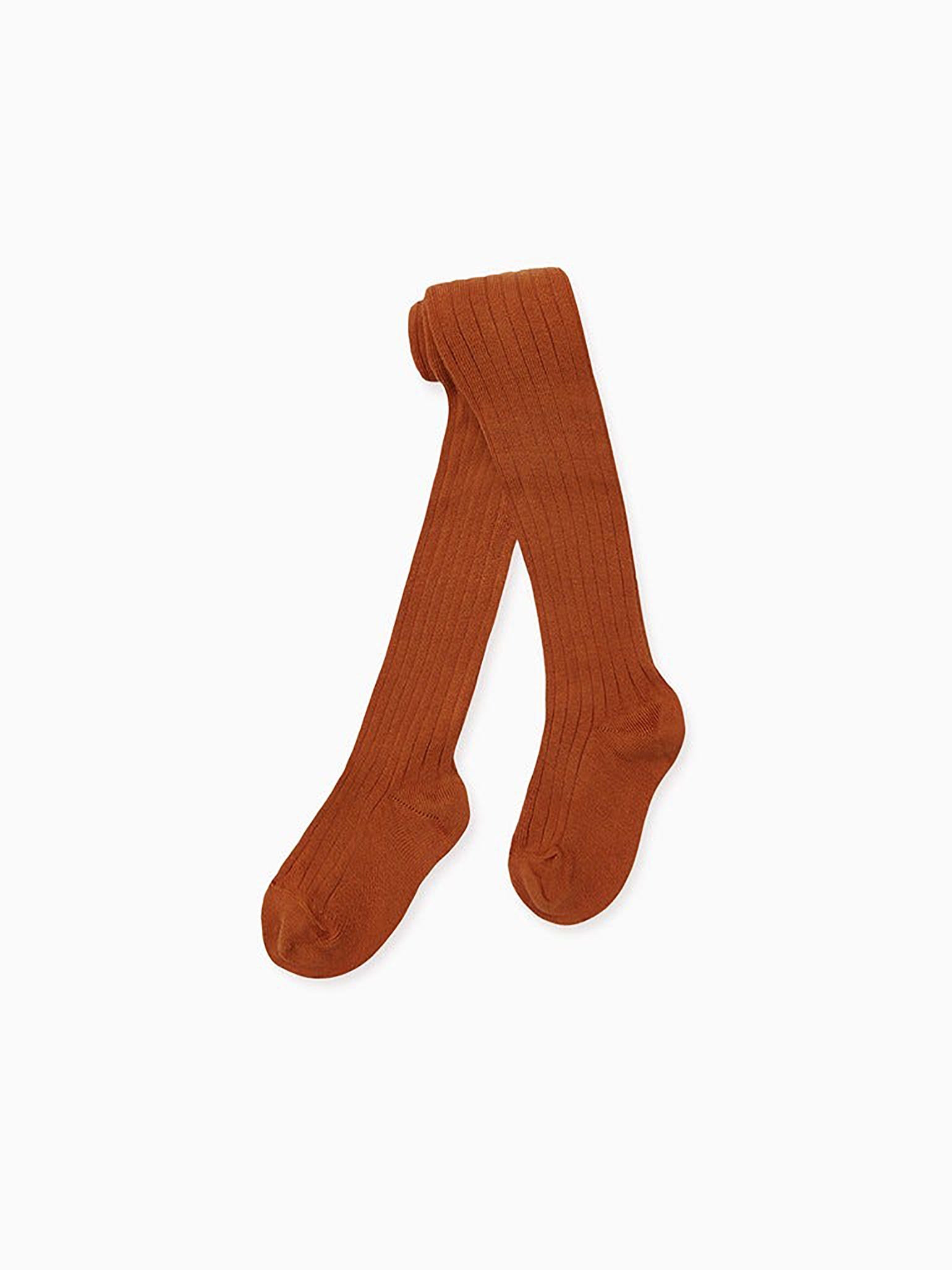 Caramel Ribbed Kids Tights